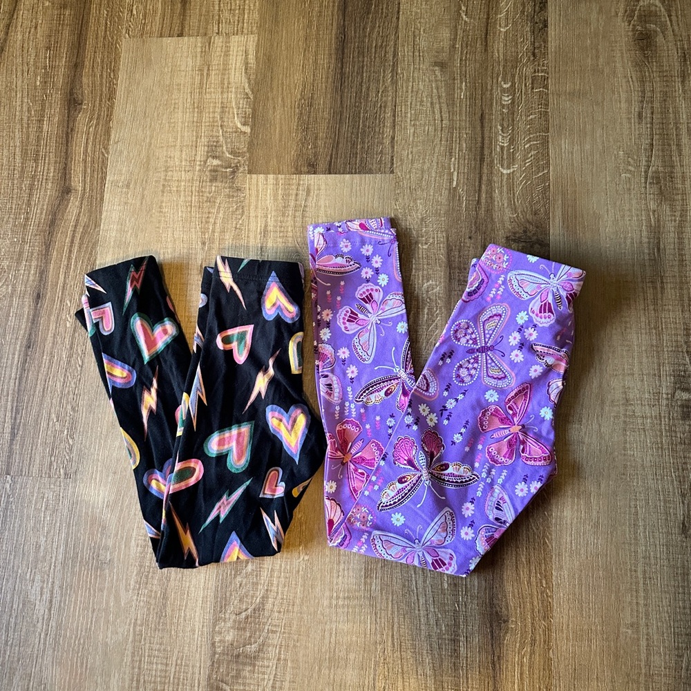 Girls Size M (7/8) Leggings Set Vibrant Patterns‎ EUC